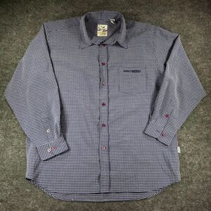 South Pole Button Front Shirt Mens XXL Blue Check Y2K Streetwear Long Sleeve